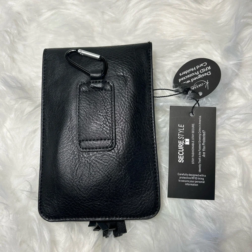 K.Carroll Black Leather Crossbody Bag with Tassel belt loop & adj strap. NWT.  T - Picture 4 of 13